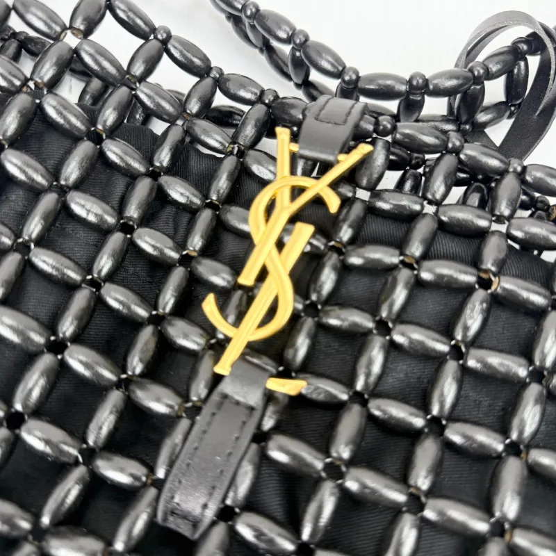 Saint Laurent Black Woven Shoulder Tote Bag 58932 28x35cm - Image 5