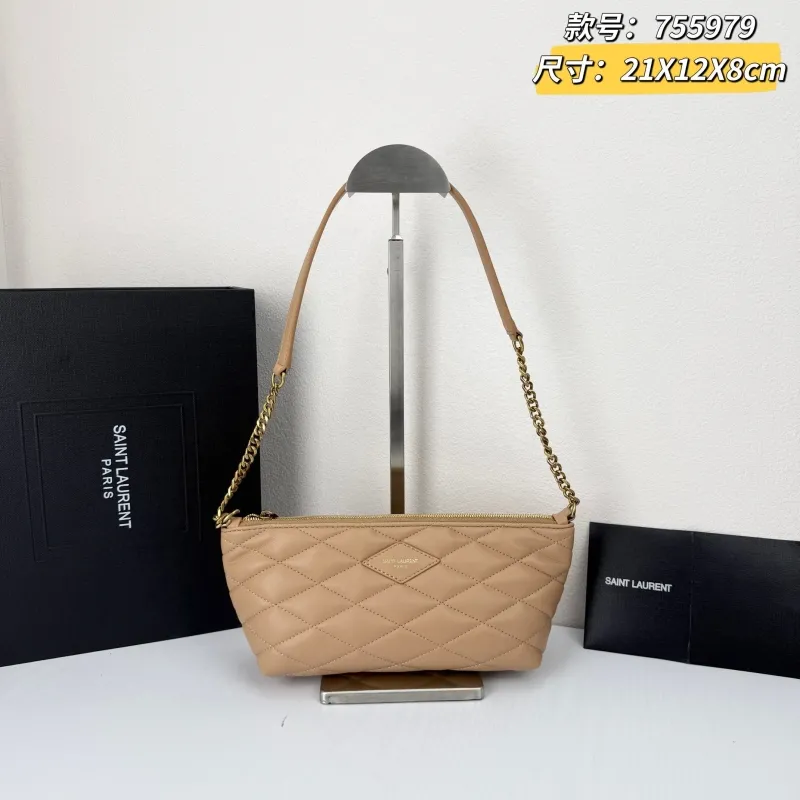 Saint Laurent Beige Quilted Chain Shoulder Bag 755979