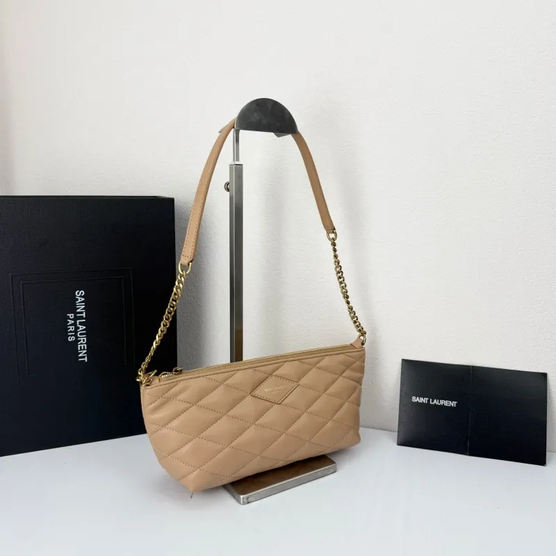 Alternative view of Saint Laurent Beige Quilted Chain Shoulder Bag 755979
