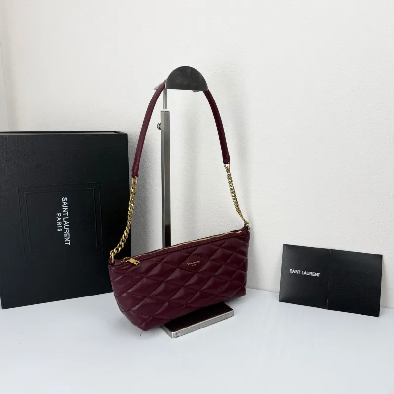 Alternative view of Saint Laurent Burgundy Quilted Shoulder Bag 755979