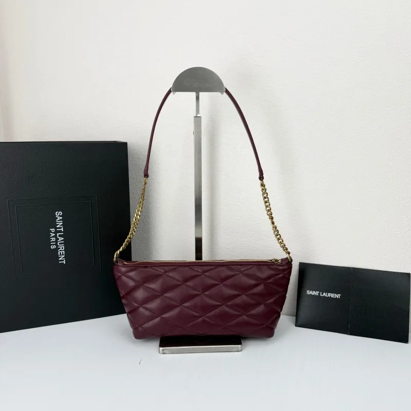 Saint Laurent Burgundy Quilted Shoulder Bag 755979 - Image 3