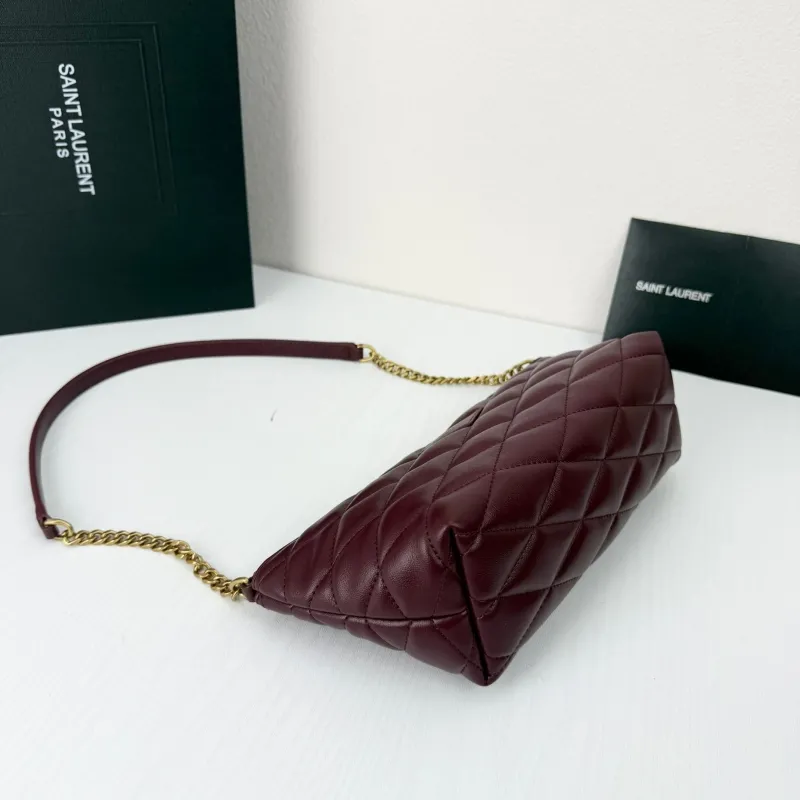 Saint Laurent Burgundy Quilted Shoulder Bag 755979 - Image 4