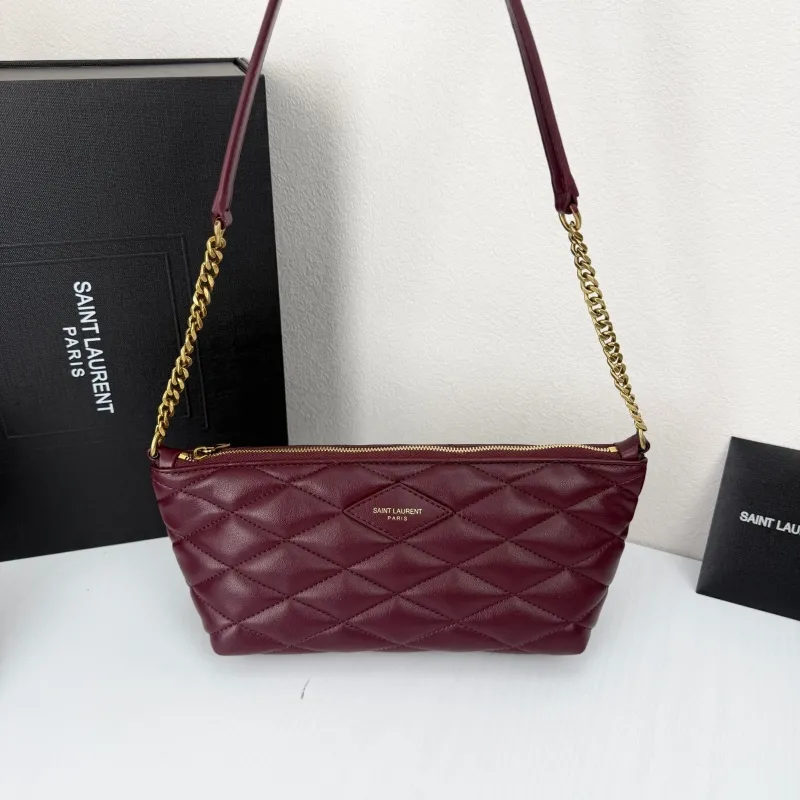 Saint Laurent Burgundy Quilted Shoulder Bag 755979 - Image 5