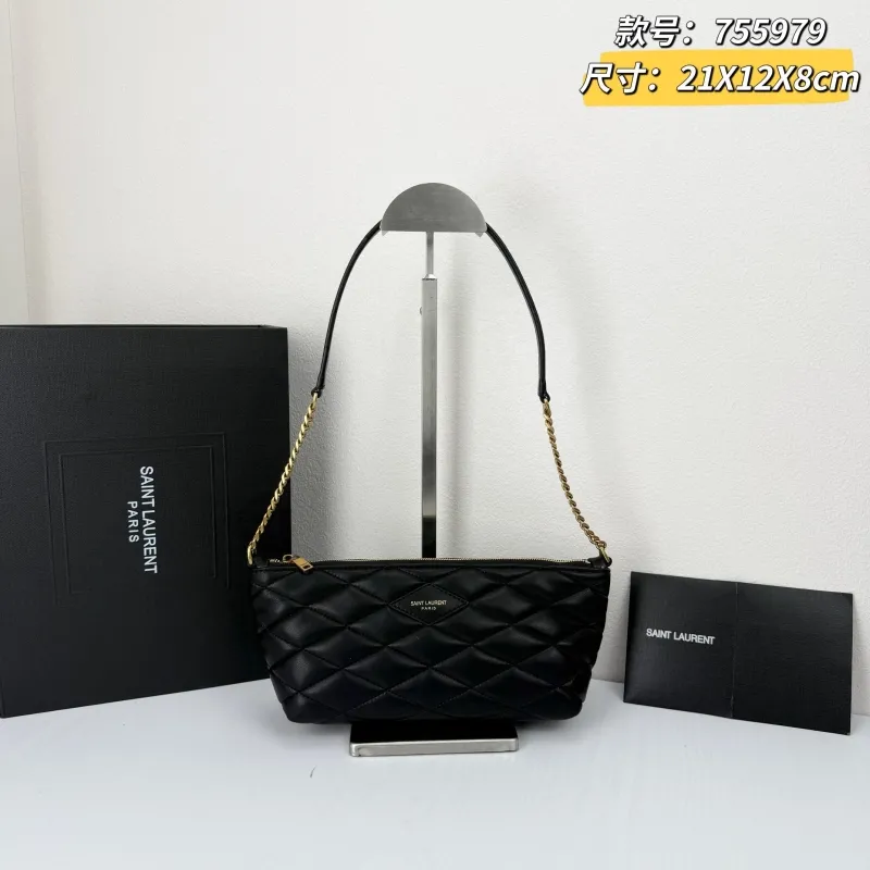 Saint Laurent Black Quilted Shoulder Bag 755979