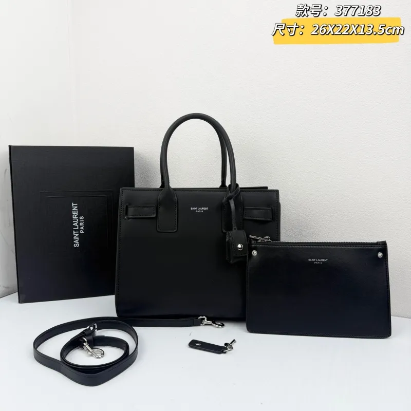 Saint Laurent Black Top Handle Bag 377183 Size 26x22x13.5cm