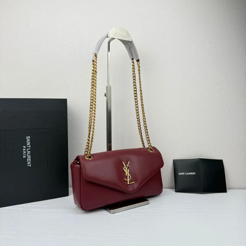 Alternative view of Saint Laurent Burgundy Chain Top Handle Bag 329