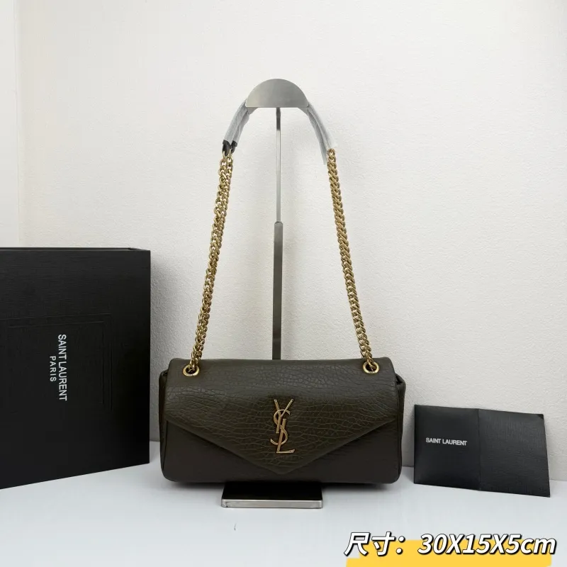 YSL Dark Brown Top Handle Shoulder Bag 331