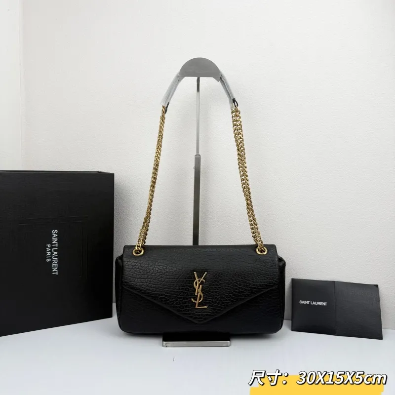 YSL Black Leather Chain Shoulder Bag 333 Size 30x15x5cm