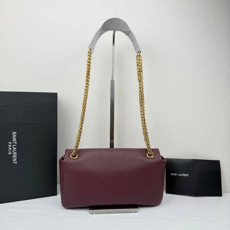 YSL Burgundy Leather Chain Shoulder Bag 337 - Image 3