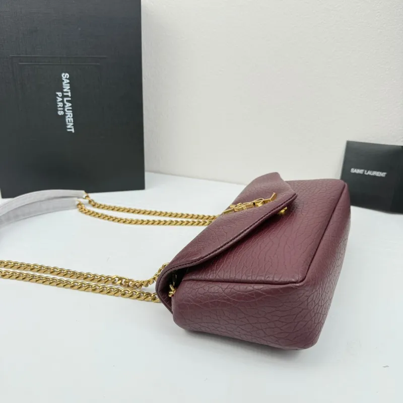 YSL Burgundy Leather Chain Shoulder Bag 337 - Image 4