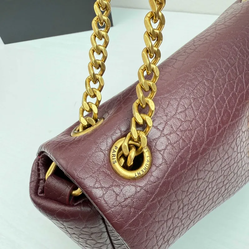 YSL Burgundy Leather Chain Shoulder Bag 337 - Image 6