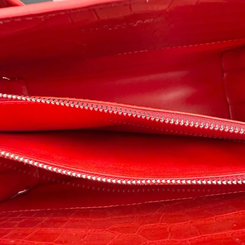 Saint Laurent Red Croc Embossed Top Handle Bag 324823 - Image 9