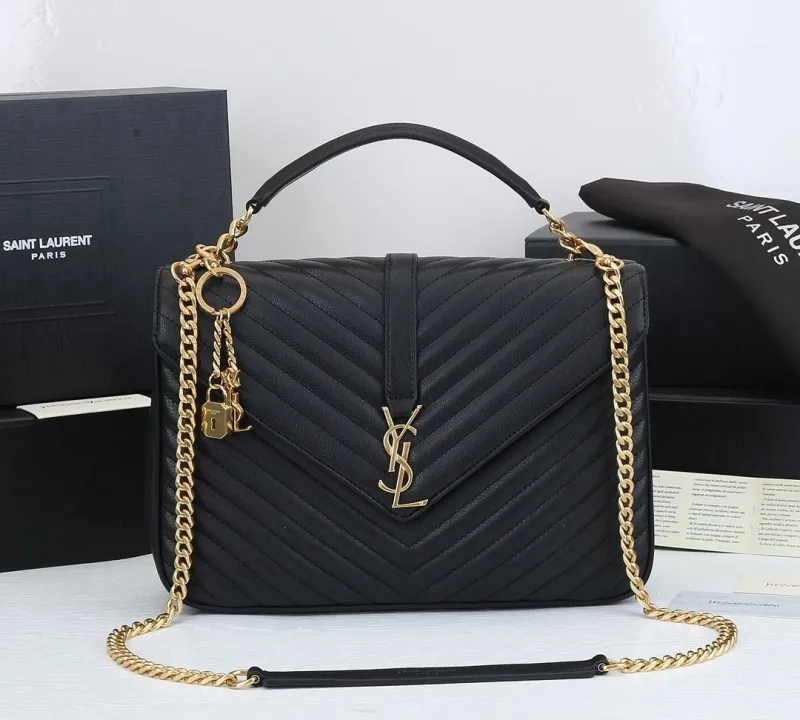 YSL Black Top Handle Shoulder Bag 348