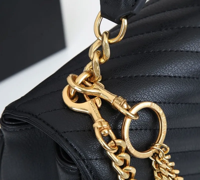 YSL Black Top Handle Shoulder Bag 348 - Image 7