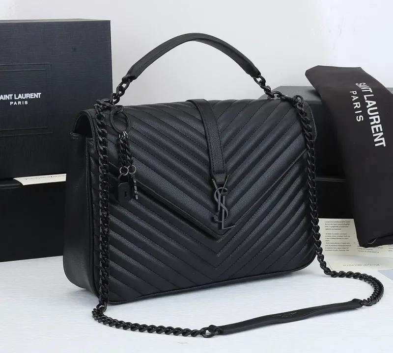 Alternative view of Saint Laurent Black Quilted Top Handle Chain Bag