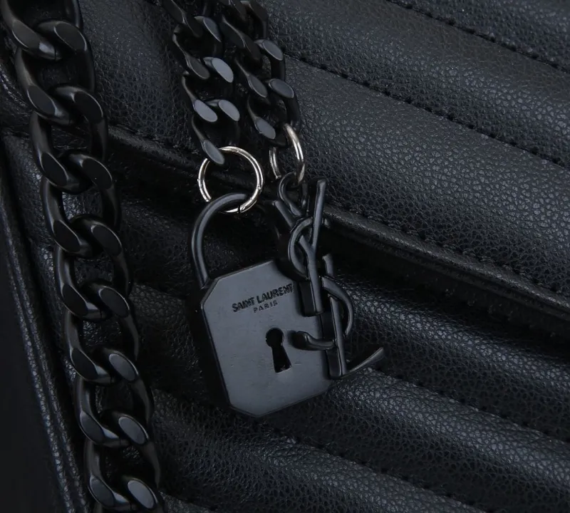 Saint Laurent Black Quilted Top Handle Chain Bag - Image 5