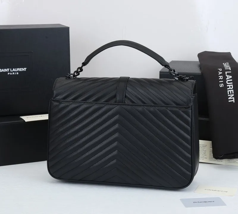 Saint Laurent Black Quilted Top Handle Chain Bag - Image 6