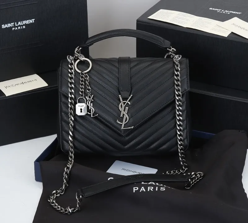 Saint Laurent YSL Black Quilted Top Handle Bag