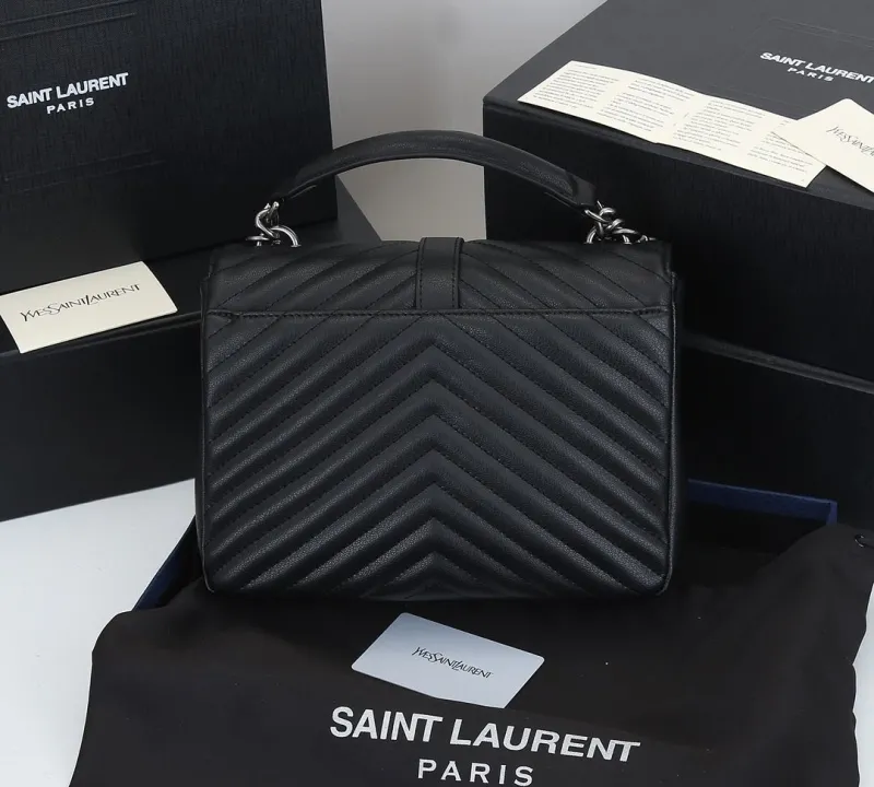 Saint Laurent YSL Black Quilted Top Handle Bag - Image 6