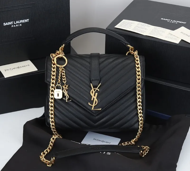 YSL Black Leather Top Handle Bag 352