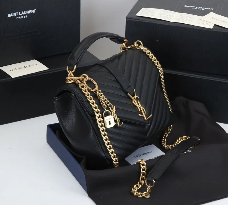 Alternative view of YSL Black Leather Top Handle Bag 352