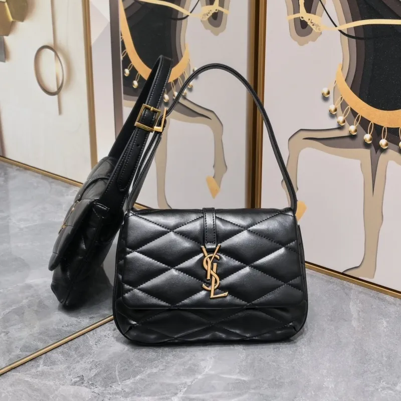 YSL Black Quilted Top Handle Shoulder Bag 354