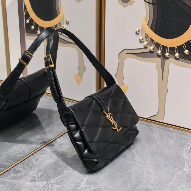Alternative view of YSL Black Quilted Top Handle Shoulder Bag 354