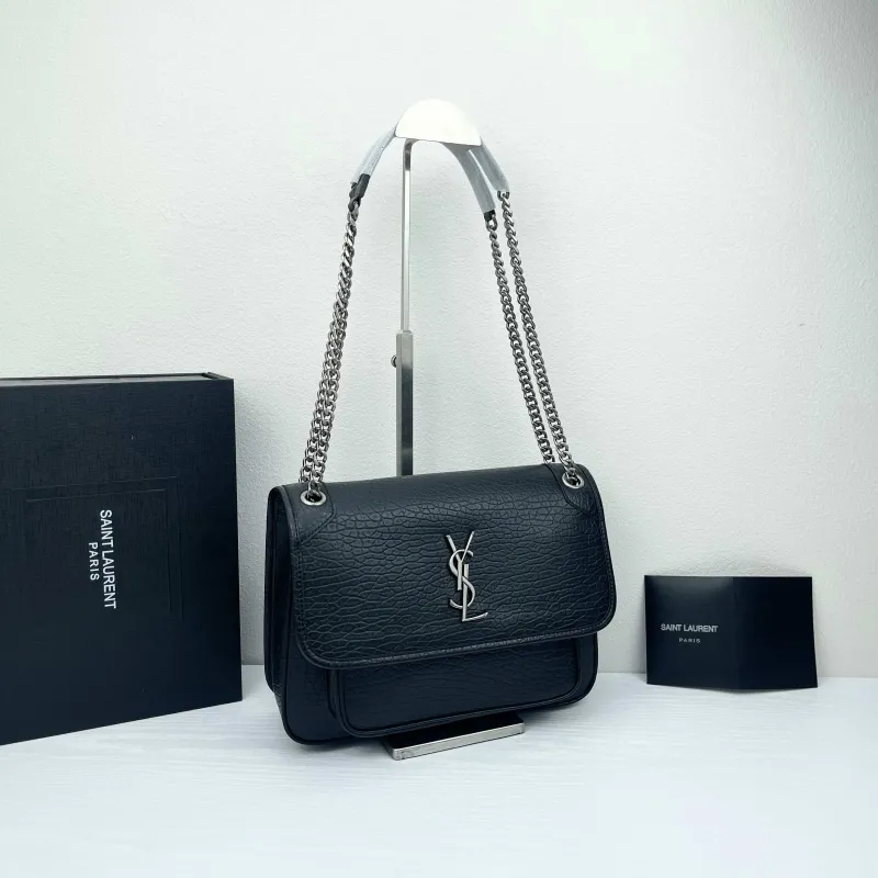 Alternative view of YSL Black Leather Chain Shoulder Bag Model 9250 Size 28x22x9cm