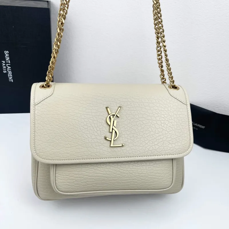 YSL Cream Chain Shoulder Bag 9250 28x22x9cm - Image 5