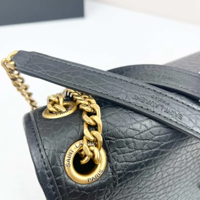 YSL Black Leather Chain Shoulder Bag Model 9250 Size 28x22x9cm - Image 6