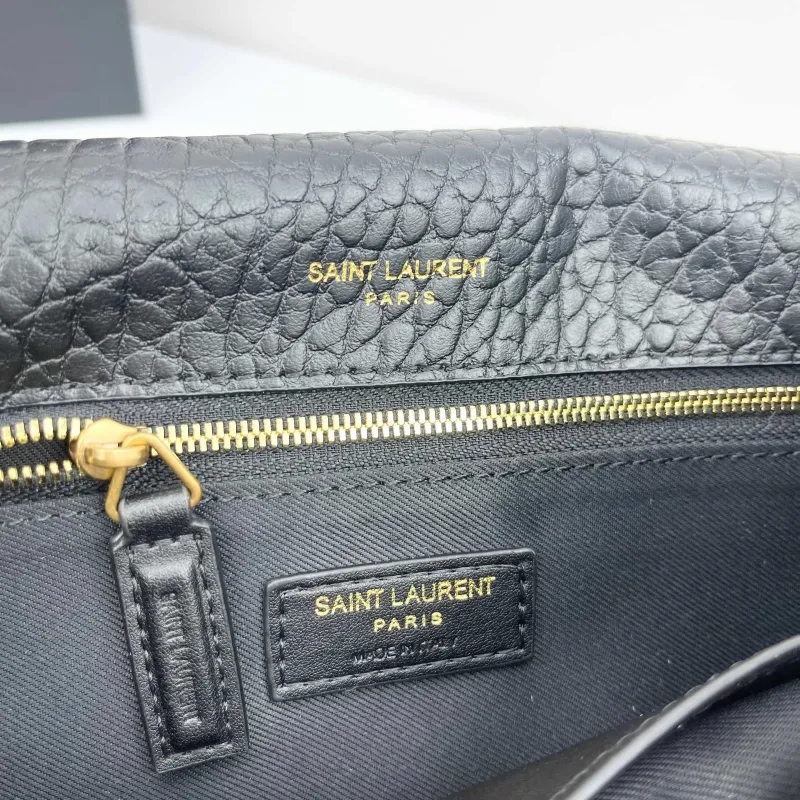 YSL Black Leather Chain Shoulder Bag Model 9250 Size 28x22x9cm - Image 8