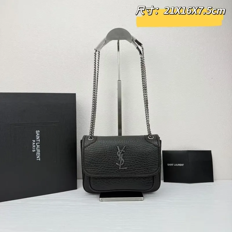 Saint Laurent Black Leather Chain Shoulder Bag