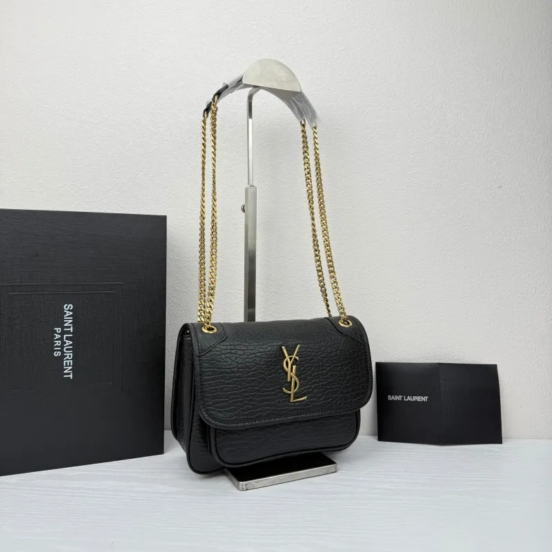 Alternative view of YSL Black Leather Chain Shoulder Bag 364 21x16x7.5cm