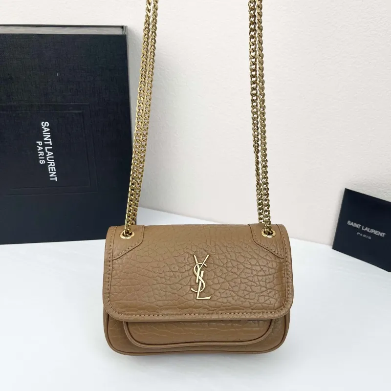 Saint Laurent Brown Chain Shoulder Bag 366 - Image 5