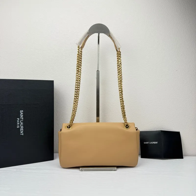 YSL Beige Leather Chain Shoulder Bag - Image 3