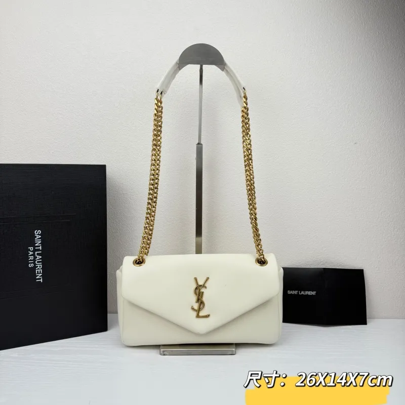 YSL White Top Handle Shoulder Bag 371