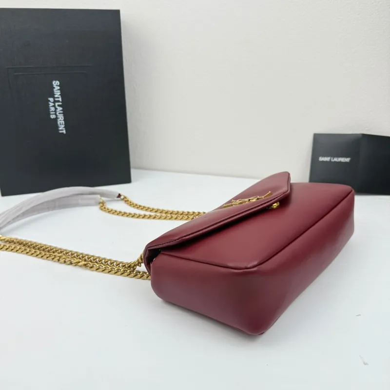 Saint Laurent Burgundy Chain Shoulder Bag 372 - Image 4