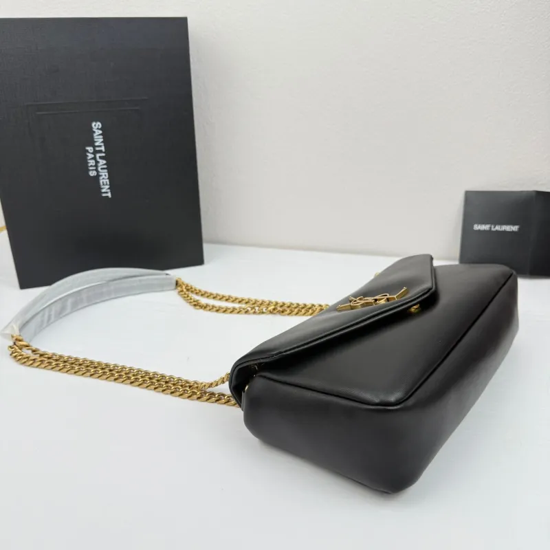 YSL Black Leather Chain Shoulder Bag 373 - Image 4