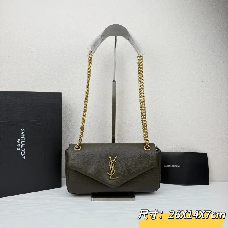YSL Dark Olive Chain Shoulder Bag 374