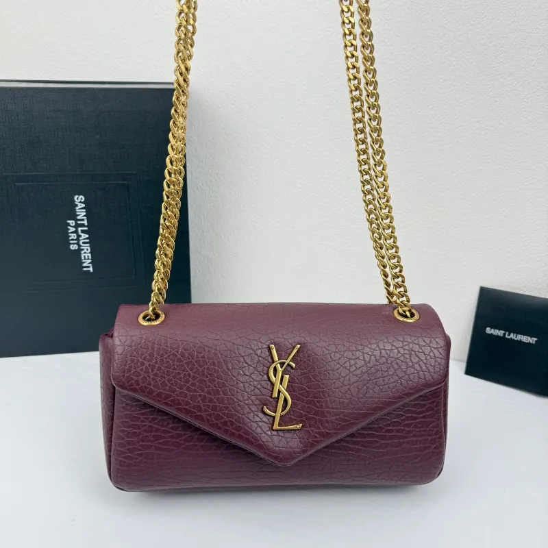 YSL Burgundy Leather Shoulder Bag 377 - Image 5