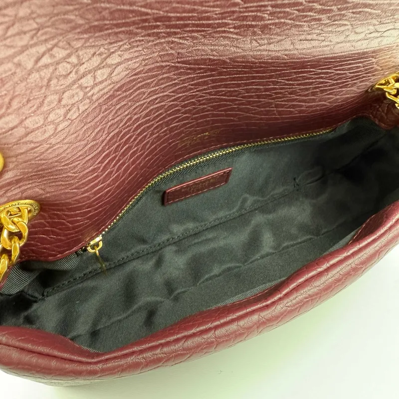 YSL Burgundy Leather Shoulder Bag 377 - Image 7