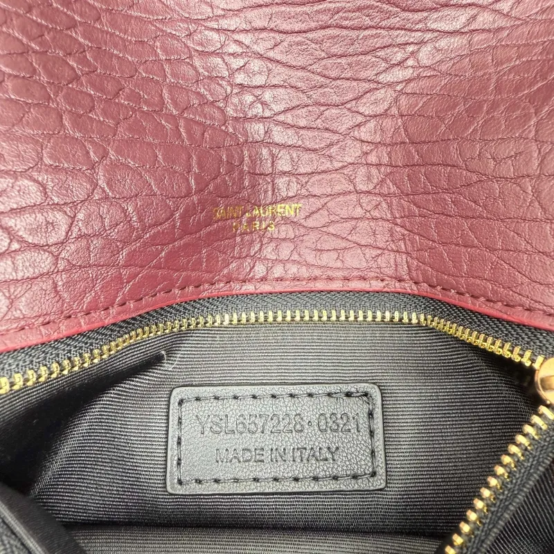 YSL Burgundy Leather Shoulder Bag 377 - Image 9