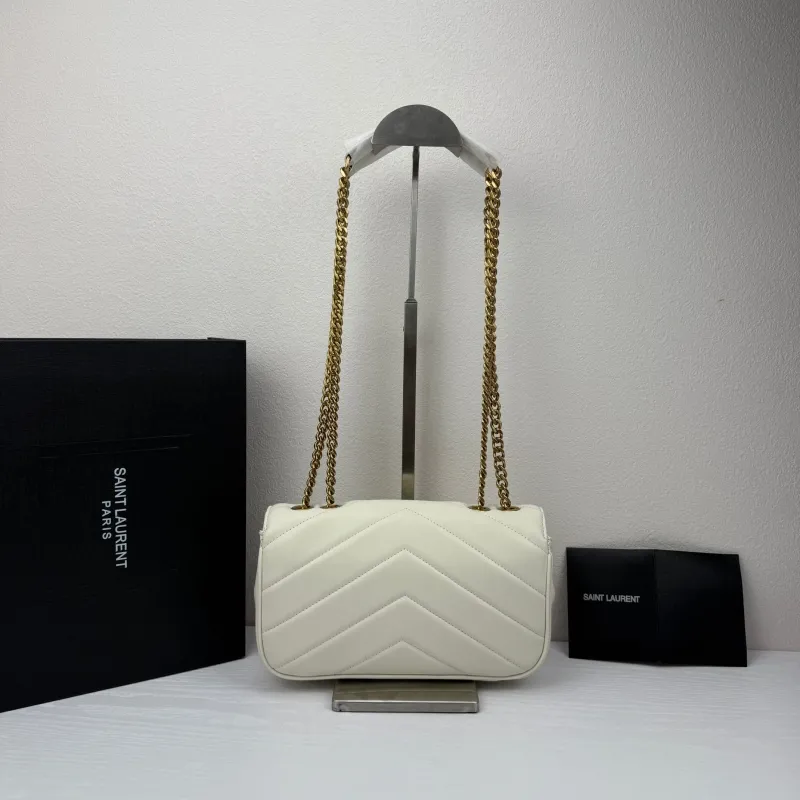 YSL White Chevron Chain Shoulder Bag 380 - Image 3