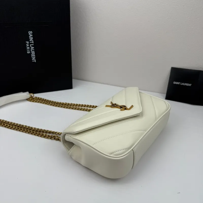 YSL White Chevron Chain Shoulder Bag 380 - Image 4