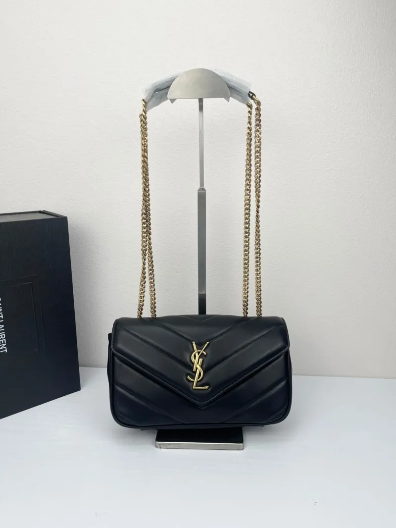 YSL Black Quilted Chain Shoulder Bag 382