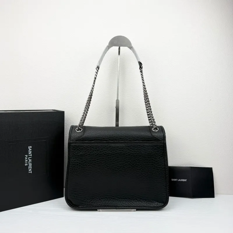 Saint Laurent Black Leather Chain Shoulder Bag 383 - Image 3