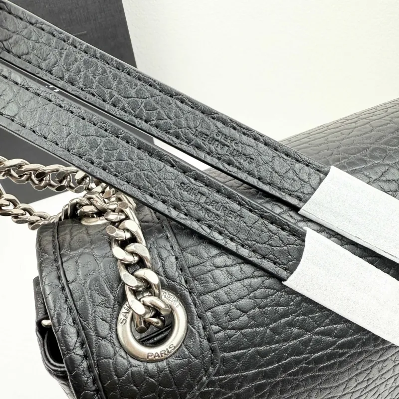 Saint Laurent Black Leather Chain Shoulder Bag 383 - Image 6