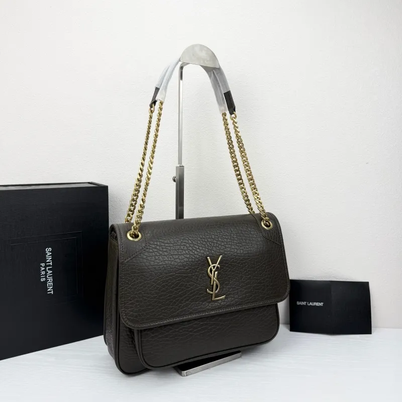 Alternative view of Saint Laurent YSL Dark Brown Chain Shoulder Bag 385 32x23x9cm