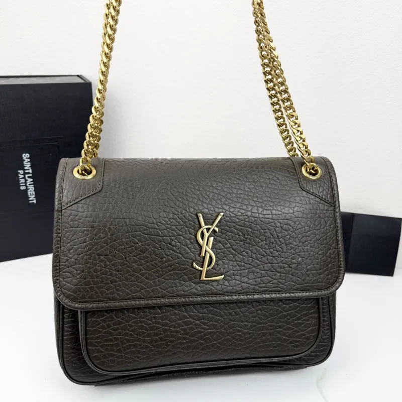 Saint Laurent YSL Dark Brown Chain Shoulder Bag 385 32x23x9cm - Image 5