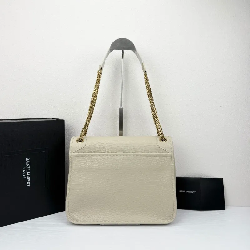 YSL Cream Leather Chain Shoulder Bag Size 32X23X9cm - Image 3